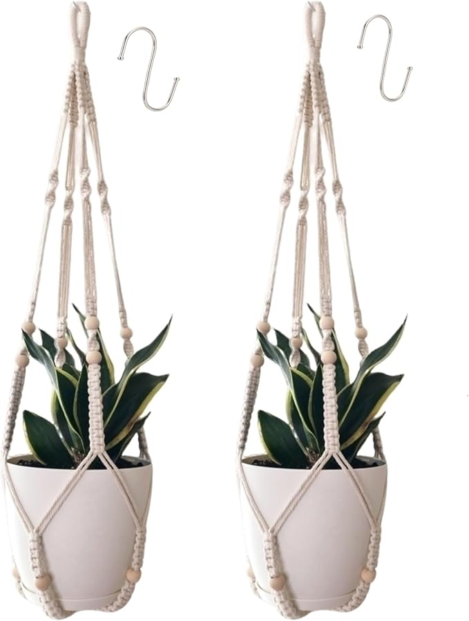 Macrame Plant Hanger for 4-12 Inch Pot Indoor Crochet Hanging Plant Holder by HUIHONGHOME