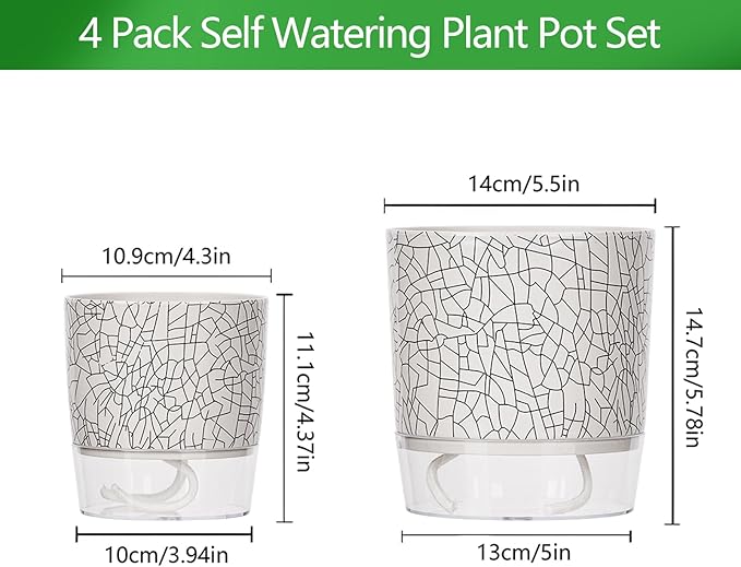 4 Pack Self Watering Pots for Indoor Plants, Plant Pots for African Violet - Image 2