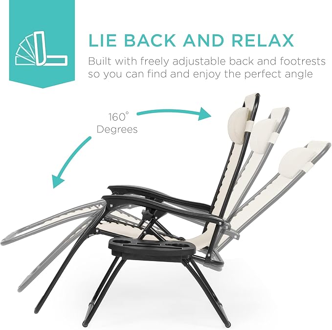 Best Choice Products Set of 2 Adjustable Steel Mesh Zero Gravity Lounge Chair - Image 3