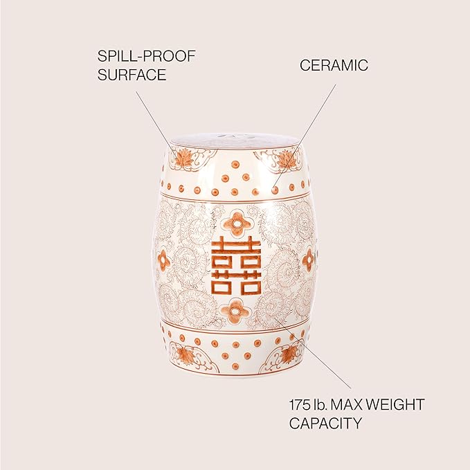 JONATHAN Y TBL1013D Double Happiness 18" Chinoiserie Ceramic Drum - Image 5