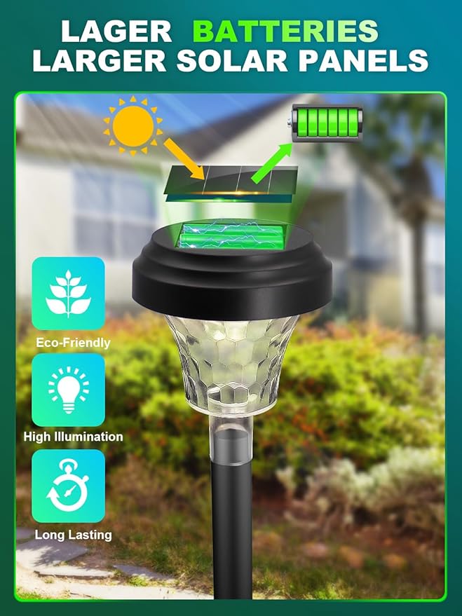 ROOR Solar Pathway Lights 16 Pack, Outdoor Solar Yard Lights, RGB Color - Image 3