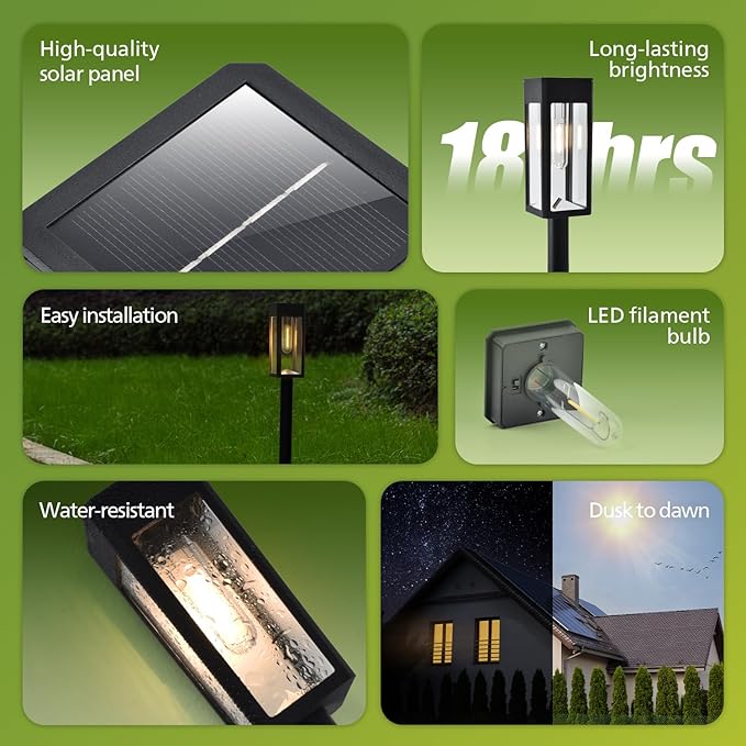 Philips 8 Packs Solar Pathway Lights Outdoor, Glass Metal Led Garden Landscape - Image 3