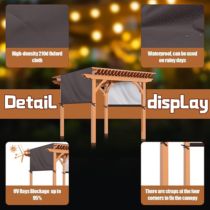 Universal Pergola Replacement Canopy Outdoor Canopy Shade Cover Waterproof - Image 3
