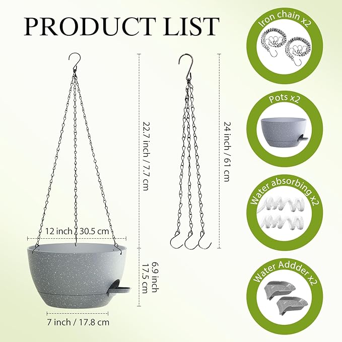 12 Inch Hanging Baskets 2 PC - Image 2