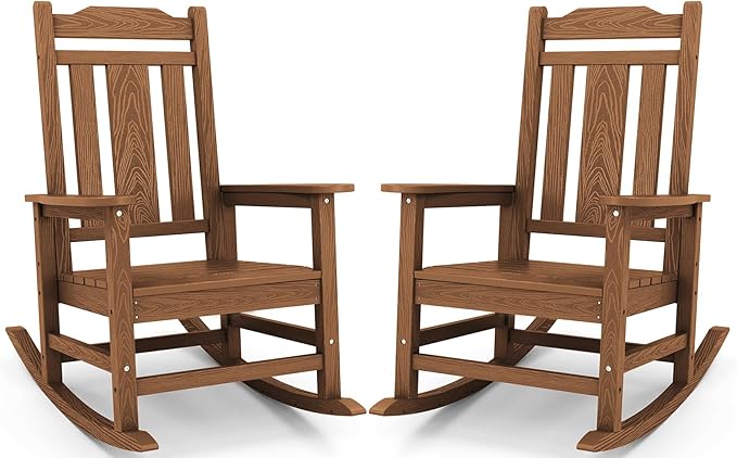 SERWALL Oversized Rocking Chair Set of 2 Outdoor, HDPE Outdoor Rocking Chair by SERWALL