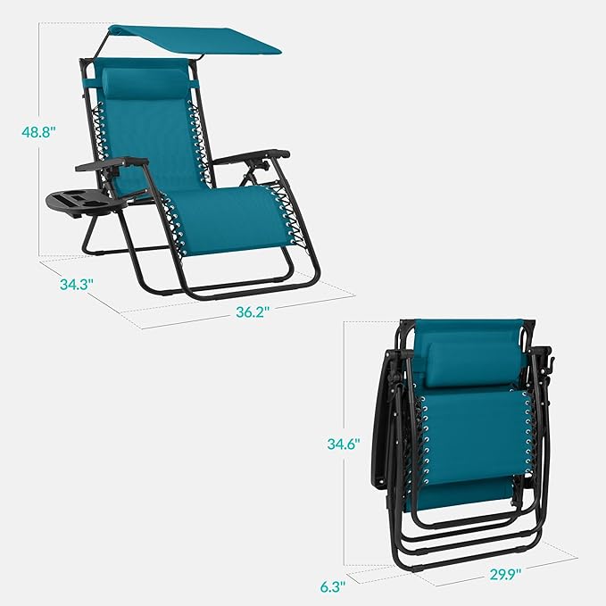 Best Choice Products 30” Wide Folding Zero Gravity Outdoor Recliner Patio - Image 2