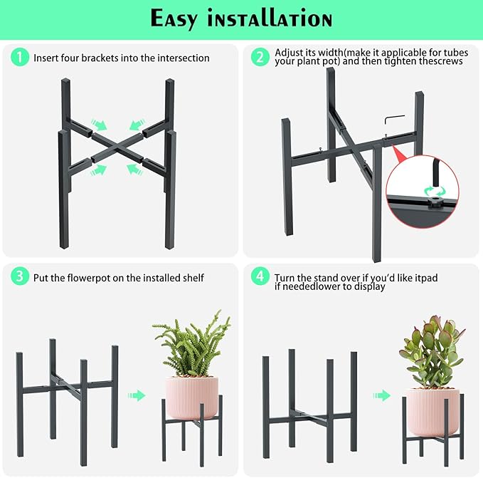 Urban Deco Adjustable Metal Plant Stand Outdoor & Indoor Planter - Image 4