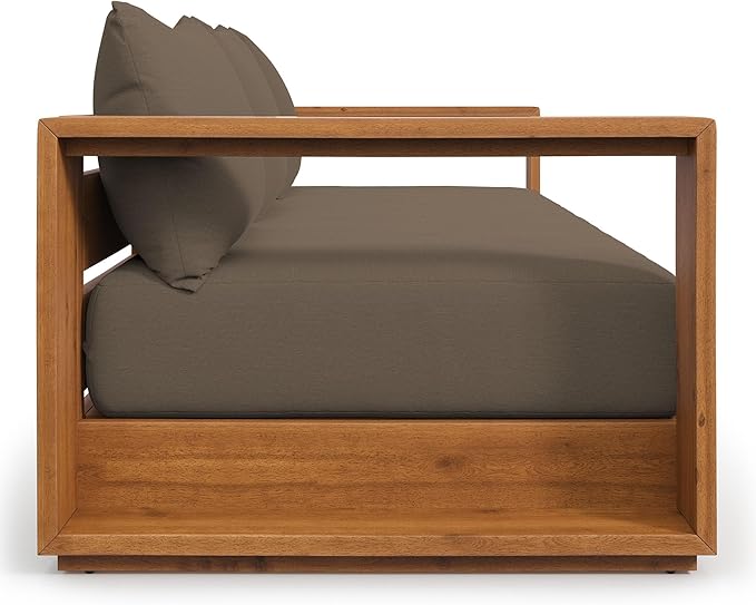 Modway Tahoe Acacia Wood Outdoor Patio Sofa in Natural Cocoa - Image 4