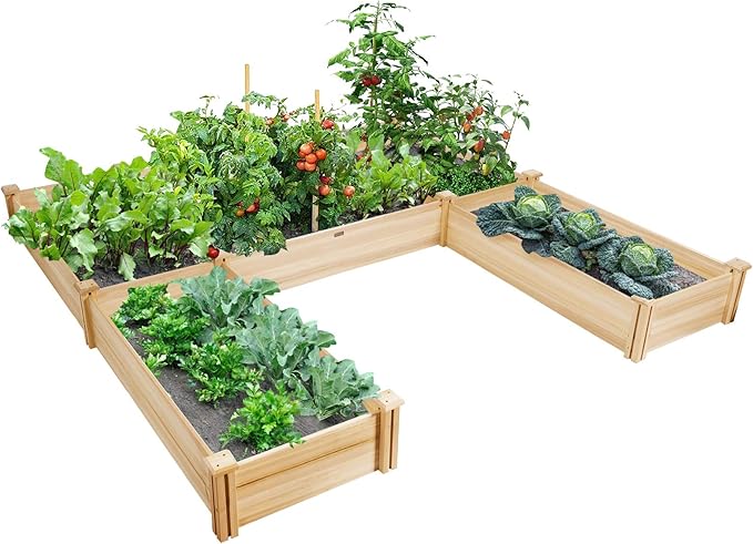Giantex U-Shaped Raised Garden Bed, Wood Raised Garden Planter Box by Giantex