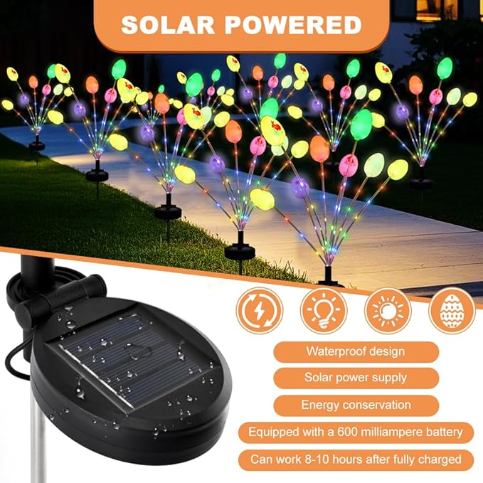 2 Packs Solar Easter Decorations Outdoor Stake Lights, 16 LEDs Colorful Swaying - Image 5
