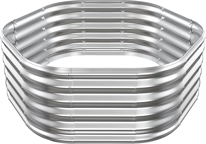 Hexagon Raised Garden Bed, 48 Inch Diagonal & 16.5 Inch Tall, Galvanized Steel by Unknown