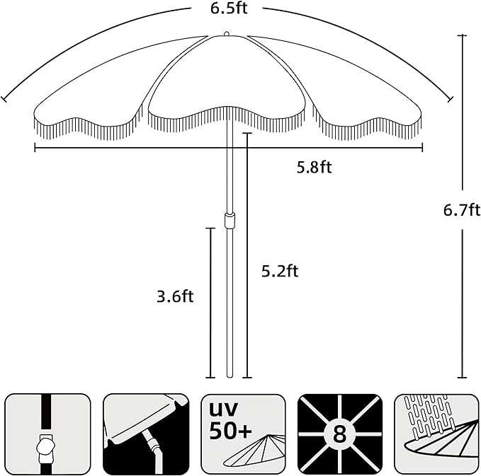 AMMSUN Boho Fringe Umbrella - Image 6