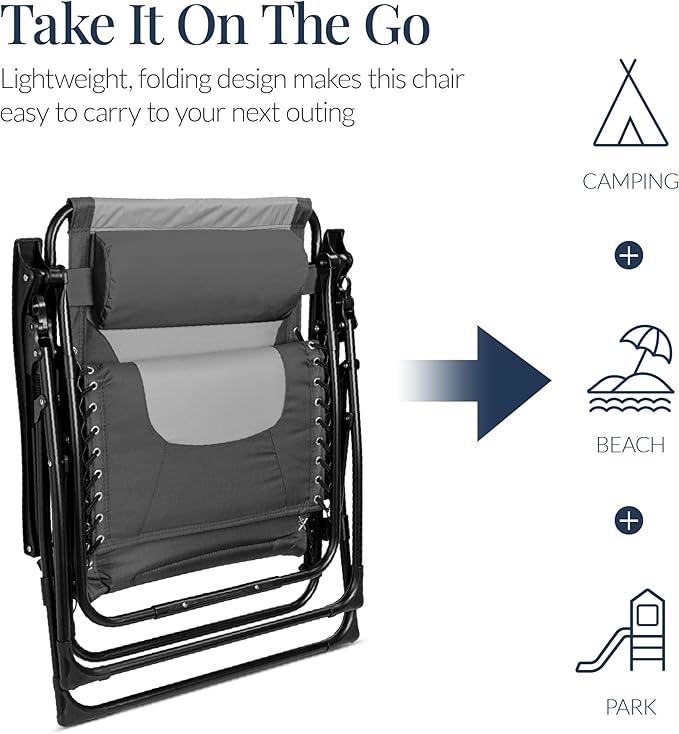 Best Choice Products Oversized Padded Zero Gravity Chair, Folding Outdoor Patio - Image 6