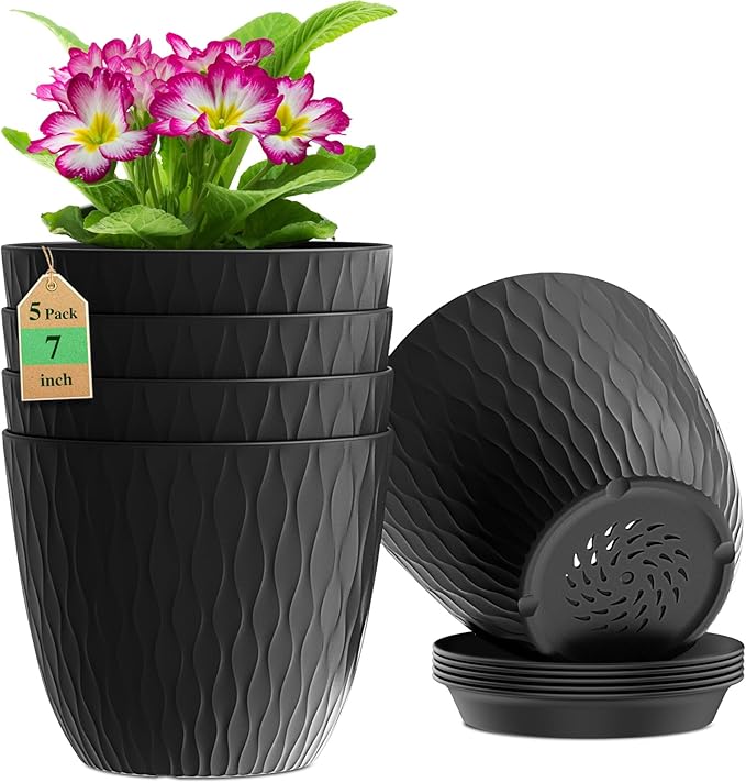 7 inch Plant Pots, 5 Pack Flower Pots by WSMKSZ