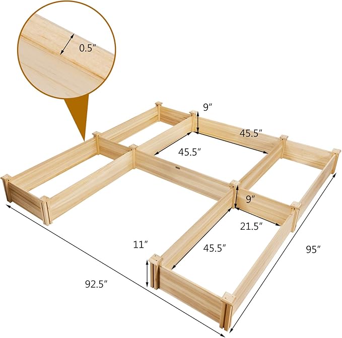Giantex U-Shaped Raised Garden Bed, Wood Raised Garden Planter Box - Image 6