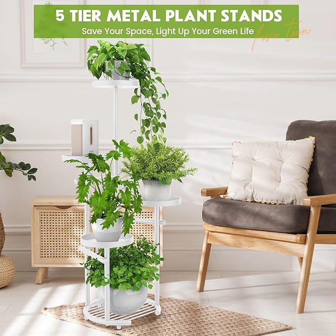 TOSKING 5 Tier Metal Plant Stand Indoor, Plant Shelf, Corner Shelf Flower Pot - Image 2