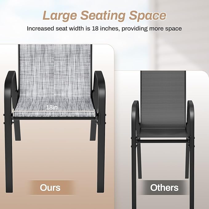 TLSUNNY Patio Chairs, Stackable Textilene Outdoor Dining Furniture - Image 8