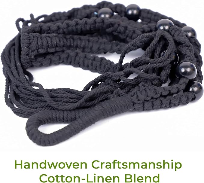 Macrame Plant Hanger, Wood Beads Cotton Hanging Planter Holder - Image 9