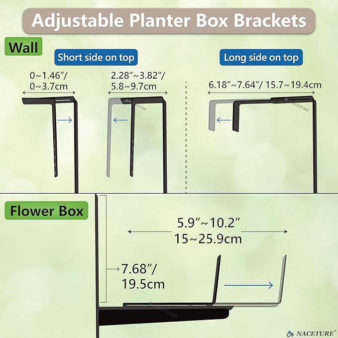 Window Box Brackets for Railing- 4 Pcs Adjustable Planter - Image 5
