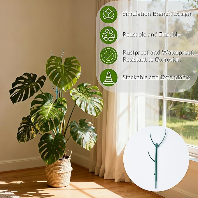 10 Pack Adjustable Plant Support Stakes, Stackable Plant Support Pole - Image 6