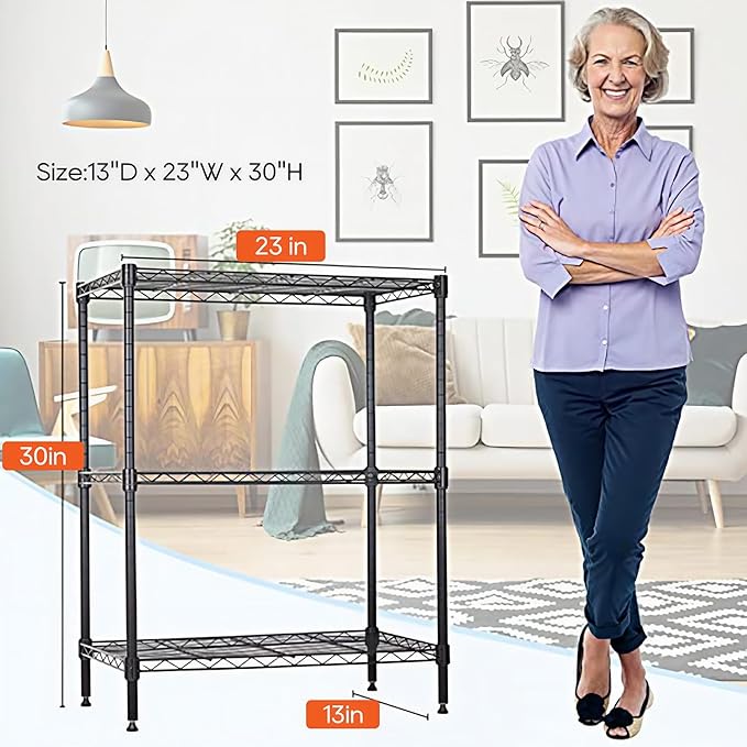 BestOffice 3-Shelf Adjustable Metal Storage Shelves Wire Shelving Unit - Image 3