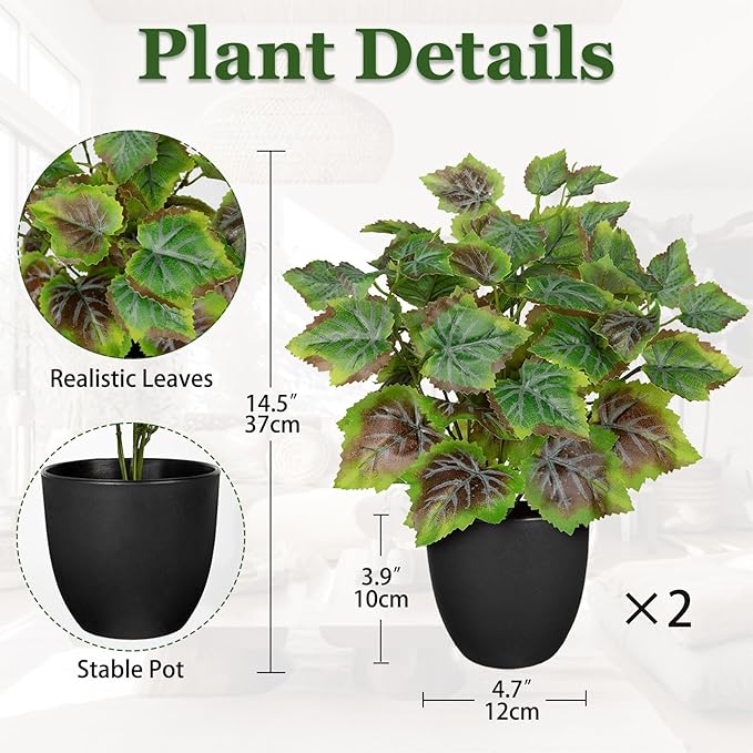 14.5" Artificial Plants Indoor Home Decor, Fake Potted Silk Plants - Image 2