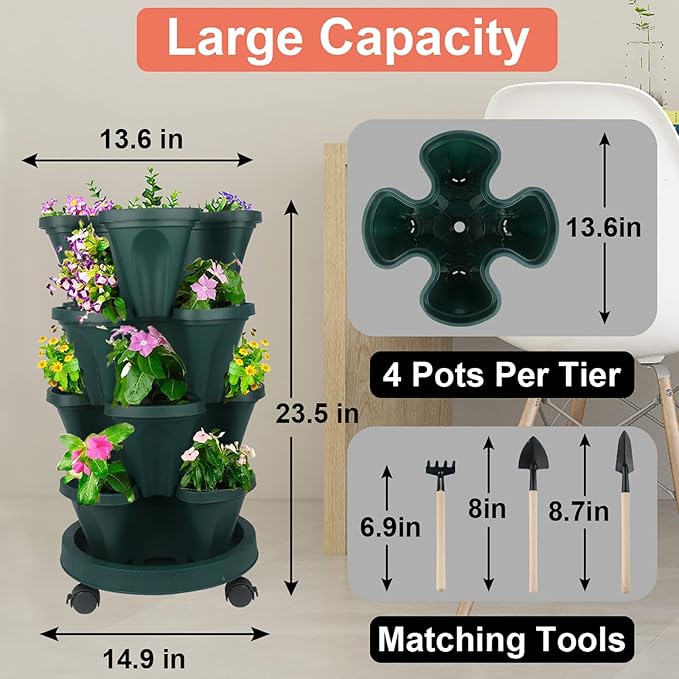 DUNCHATY Stackable Planter, Vertical Garden Planter - Image 7