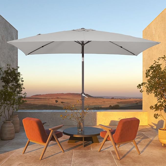 JEAREY 6.5x10 ft Rectangular Patio Umbrellas Rectangle Outdoor Umbrella - Image 2