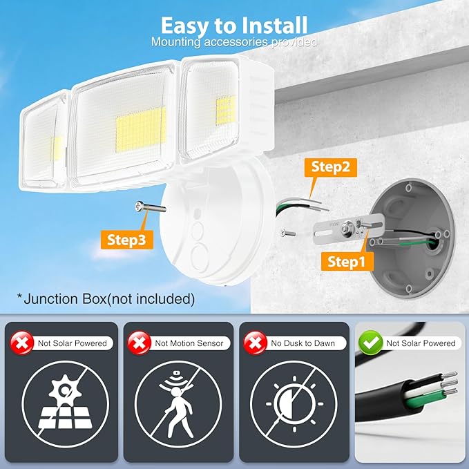 Onforu 100W 11000LM Flood Lights Outdoor, Brightness Security LED Flood Lights - Image 2