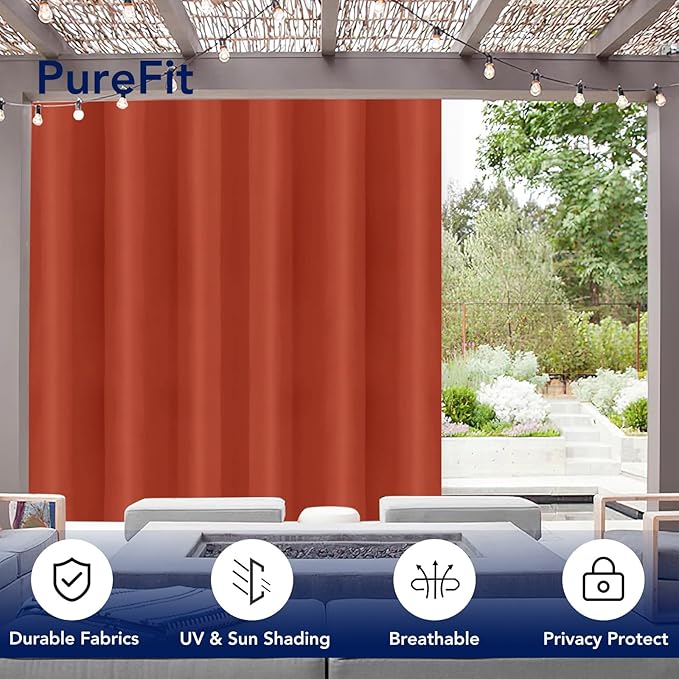 PureFit Outdoor Curtains for Patio Waterproof Weatherproof, UV Resistant - Image 3
