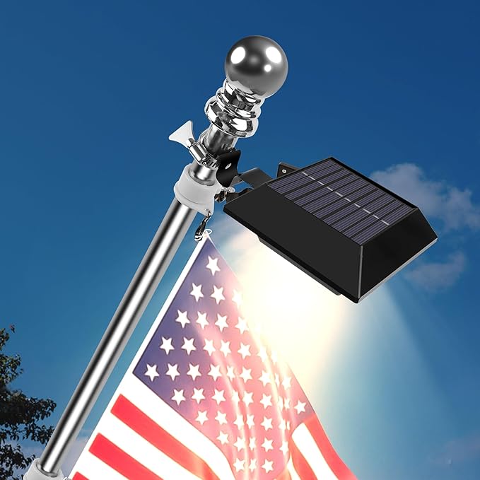 Solar Flag Pole Light, Bright Warm White 3000k Flagpole Light Upgrade Solar - Image 2