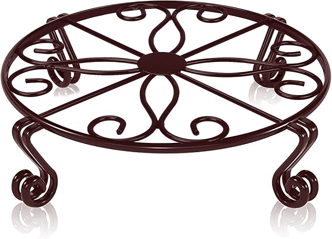 Brown Plant Stand for Flower Pot Heavy Duty Potted Holder Indoor Outdoor Metal by Autopromake