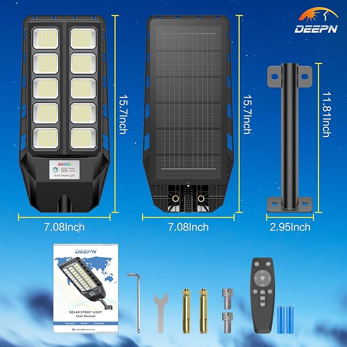 Deepn Solar Lights Outdoor, IP66 Waterproof Street Lights Outdoor, 6500K Dusk - Image 6