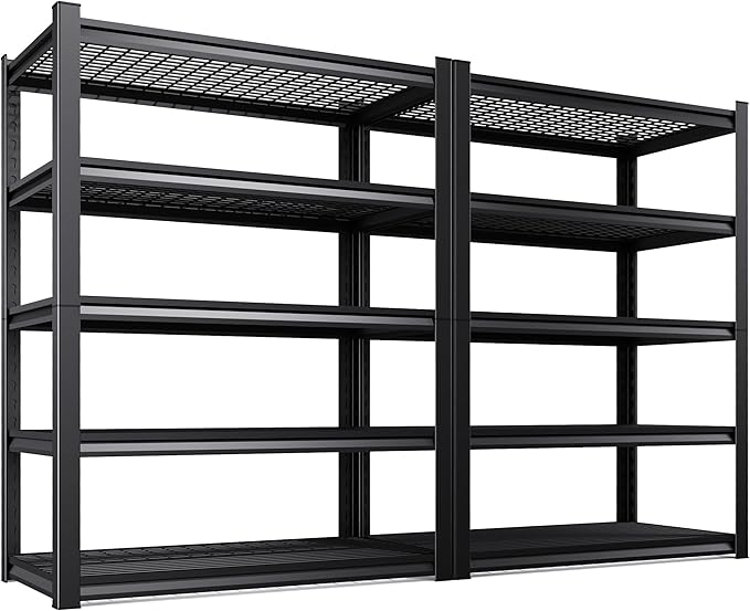 Set of 2 71"H Garage Shelving-3000LBS 5 Tier Storage Shelves, Adjustable Heavy by Unknown