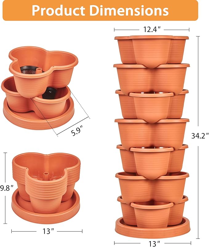 VECELO 7 Tier Vertical Garden Planter, Self Watering Stackable Planters - Image 2