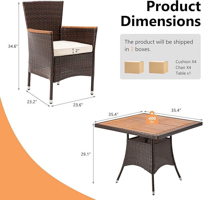 RoyalCraft 5 Piece Patio Wicker Dining Sets - Image 2