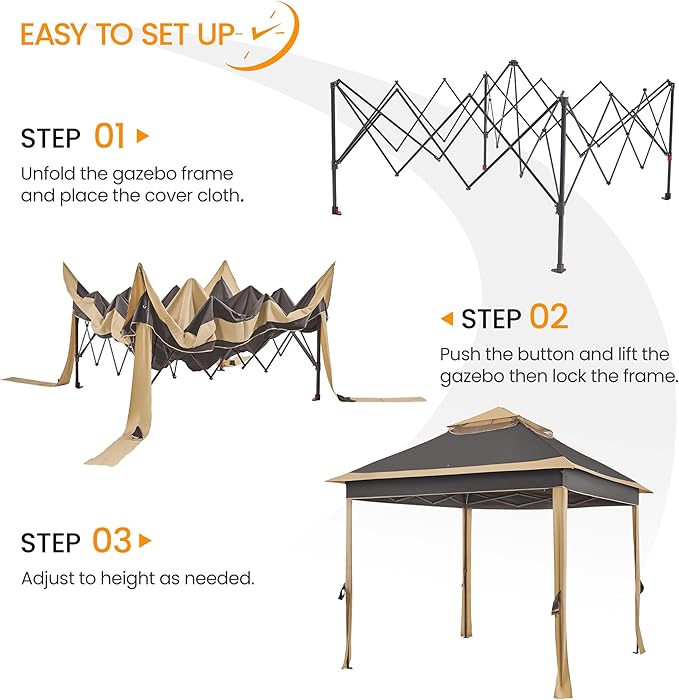 Yaheetech 11x11 Pop Up Gazebo Outdoor Canopy Shelter, Instant Patio Gazebo Sun - Image 7