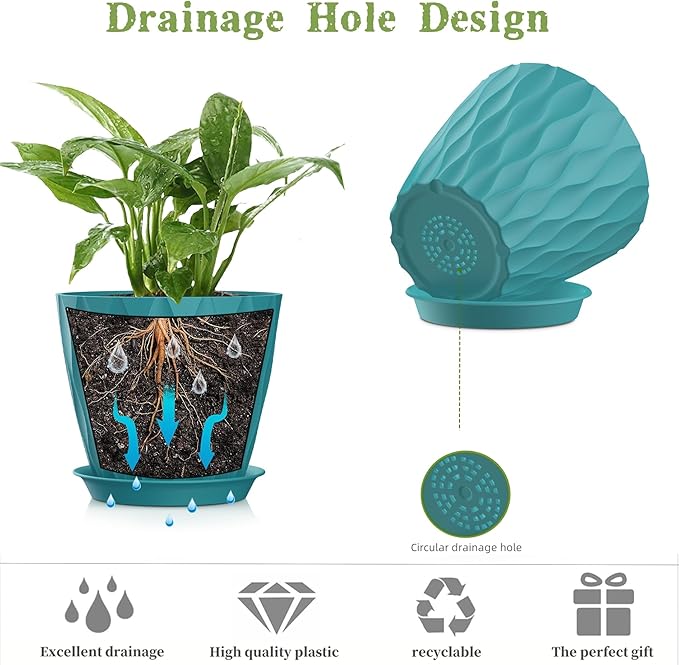5 Inch Planter Pots, 6 Pack Indoor Planters, Small Flower Pots - Image 4