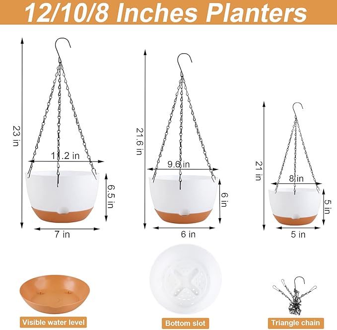 8/10/12 inch Hanging Planters for Indoor Outdoor Plants - Image 2