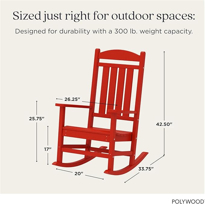 POLYWOOD® Presidential Rocking Chair in Sunset Red - Image 2