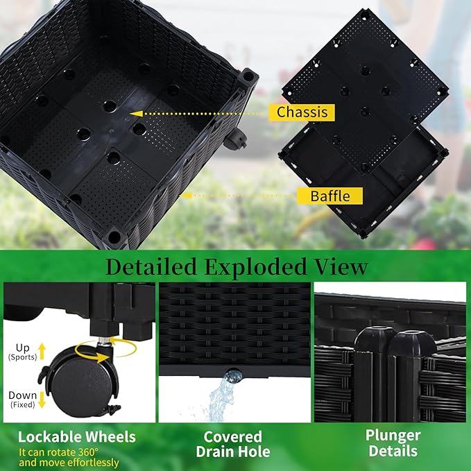 Planter Box with Trellis Outdoor, 53.1in Plastic Raised Garden Bed with Trellis - Image 8