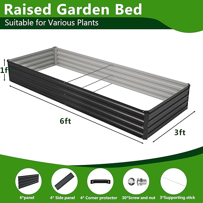 2PCS 6x3x1ft Galvanized Raised Garden Bed Kit, Galvanized Planter Raised Garden - Image 3