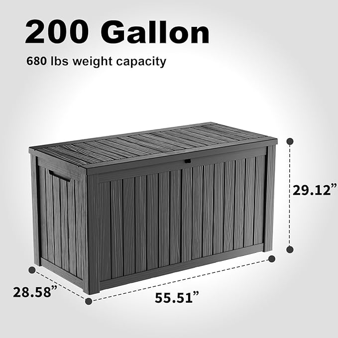 DRATO 200 Gallon Deck Box, Waterproof Resin Large Outdoor Storgae Box - Image 2
