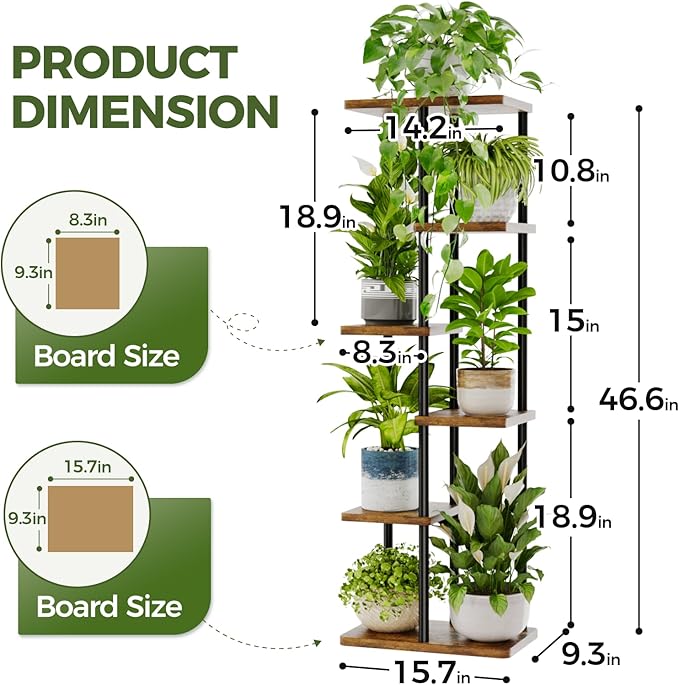 Bamworld Tall Plant Stand Indoor 6 Tier Plant Shelf - Image 3