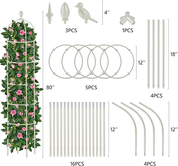 Garden Obelisk Trellis for Climbing Plants Outdoor 6.7 Ft Rose Bush Round - Image 4