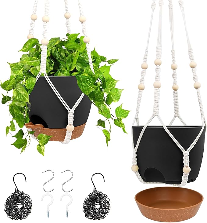 Hanging Planters for Indoor Outdoor Plants, 2 Pack Self Watering Hanging Pots by Vanslogreen