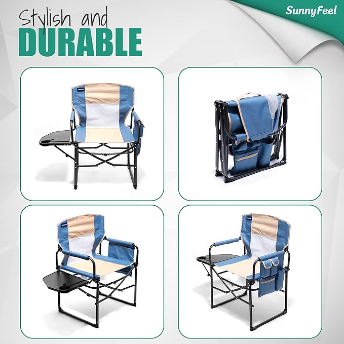 SUNNYFEEL Camping Directors Chair, Heavy Duty, Oversized Portable Folding Chair - Image 7