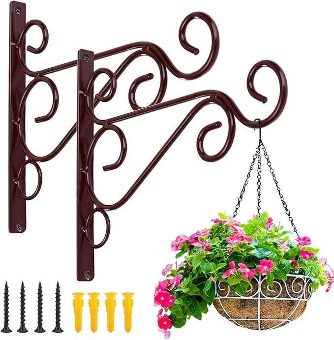 KABB Hanging Plant Bracket, Indoor Outdoor Rustic Home Decor, Coffee Color by Unknown