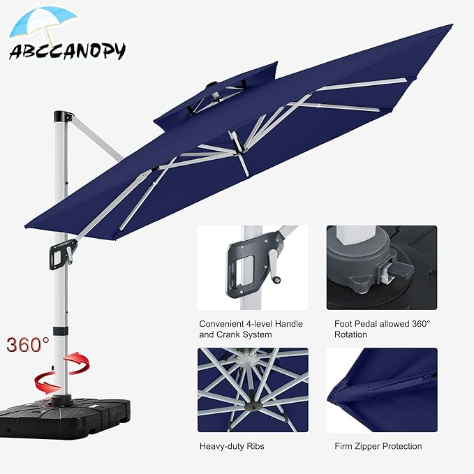 ABCCANOPY Patio Umbrella Cantilever Double Top Outdoor Offset Umbrella - Image 5
