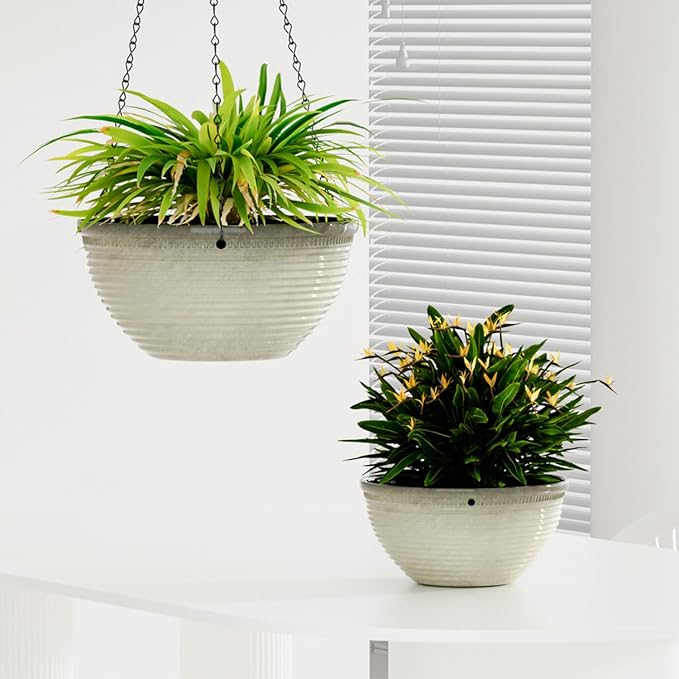 2 Pack Hanging Planters for Indoor Outdoor Plants, 10 Inch Hanging Planter - Image 6